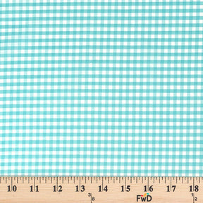 1/8 Inch Gingham Check Polyester Cotton Poplin Fabric SV575741 Aqua / White Image A9