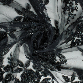 Dahlia Beaded Bridal Lace Fabric SV582024 Black 2