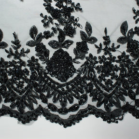 Dahlia Beaded Bridal Lace Fabric SV582024 Black 4