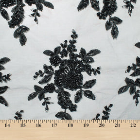 Dahlia Beaded Bridal Lace Fabric SV582024 Black 3