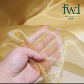 Princess Polyester Bridal Organza Fabric Mist Gold Video|SV581782