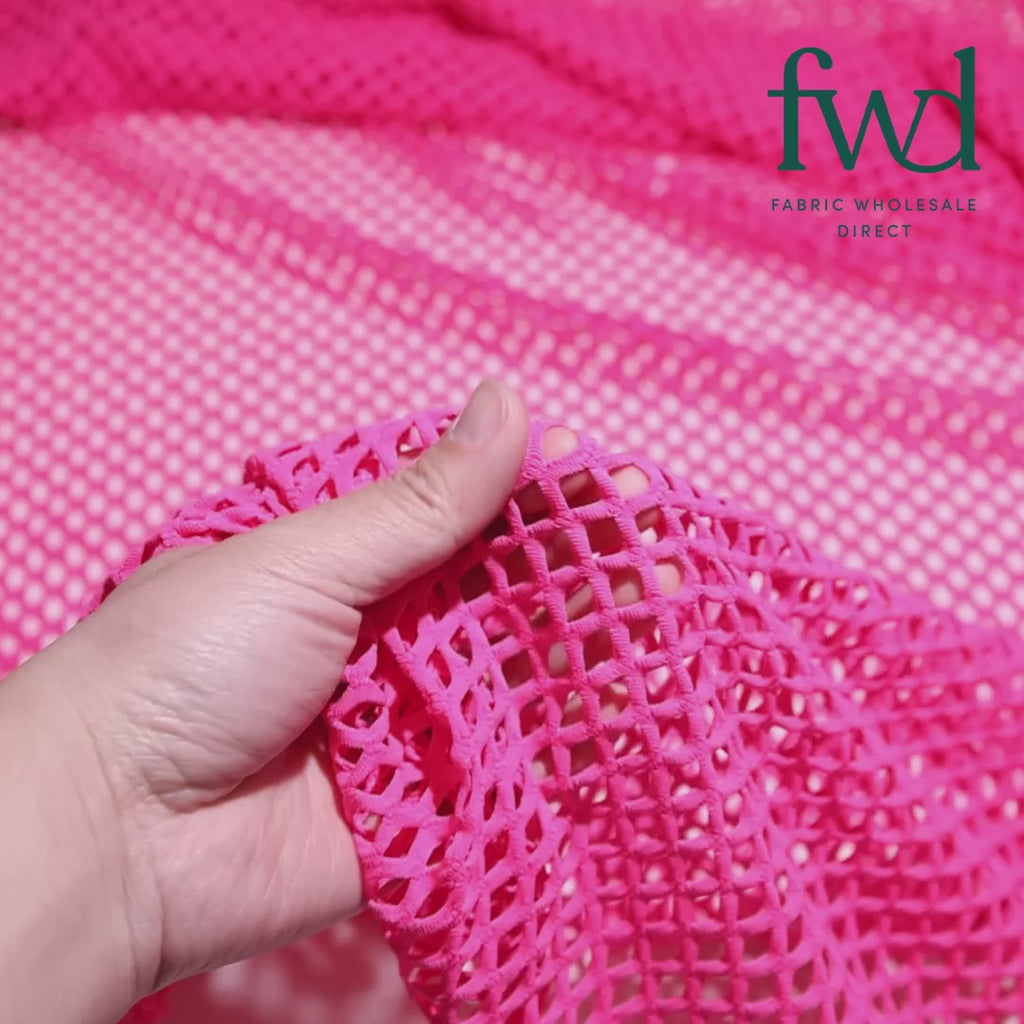 Cabaret Stretch Mesh Neon Fuchsia Fabric Video|SV576436