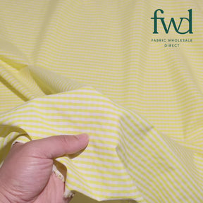 1/8 Inch Gingham Check Polyester Cotton Poplin Fabric Yellow / White Fabric Video|SV575733