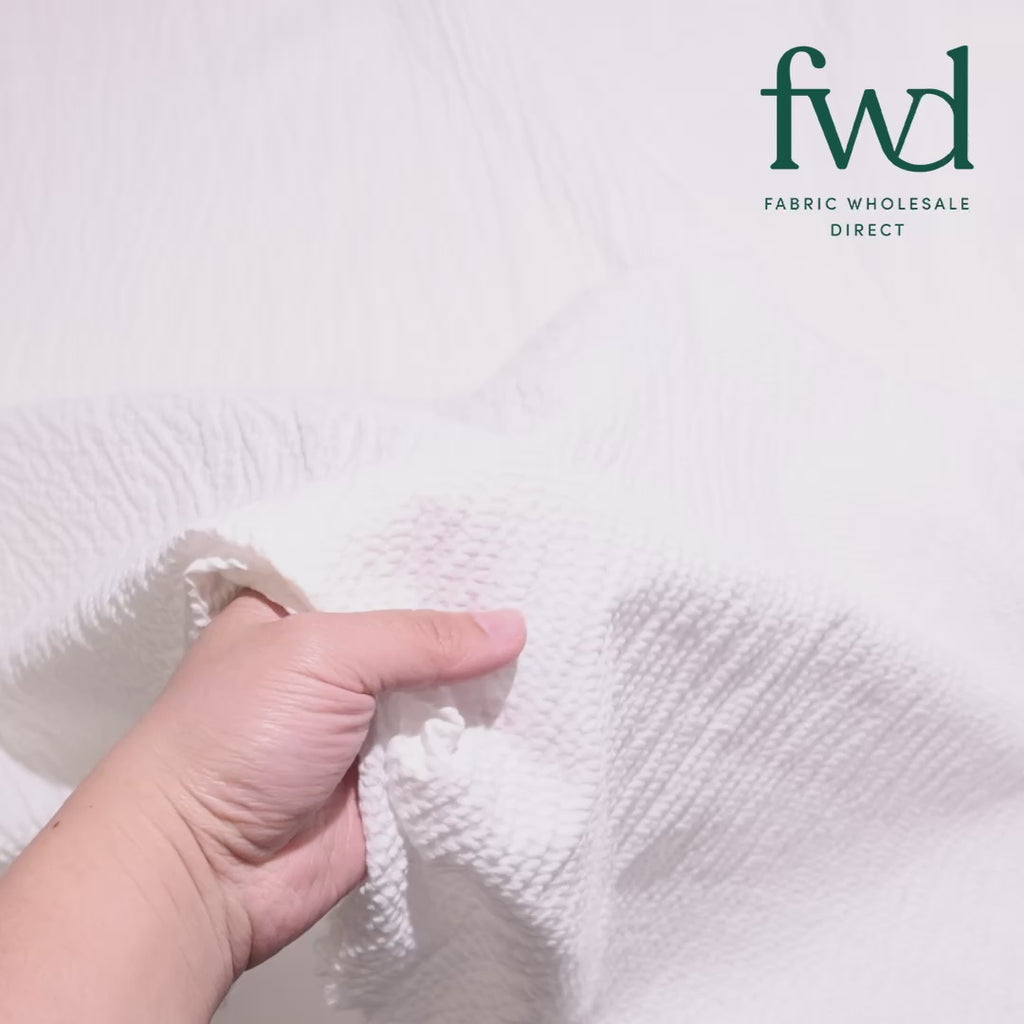 Striped Cotton Seersucker Fabric White Video|SV582659