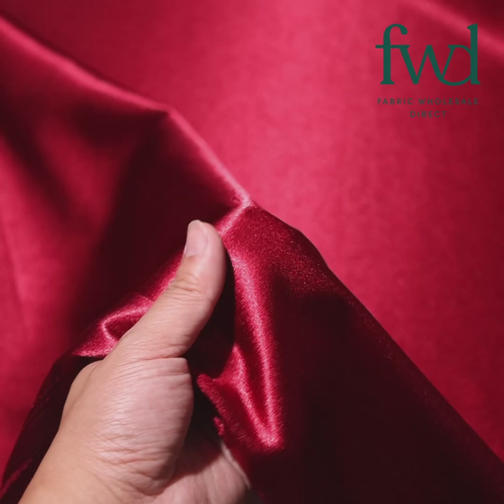 Classic Spun Yarn Polyester Crepe Back Satin Burgundy Fabric Video|SV582145