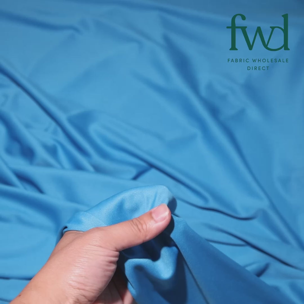 Polyester Interlock Knit Lining Turquoise Fabric Video|SV574594
