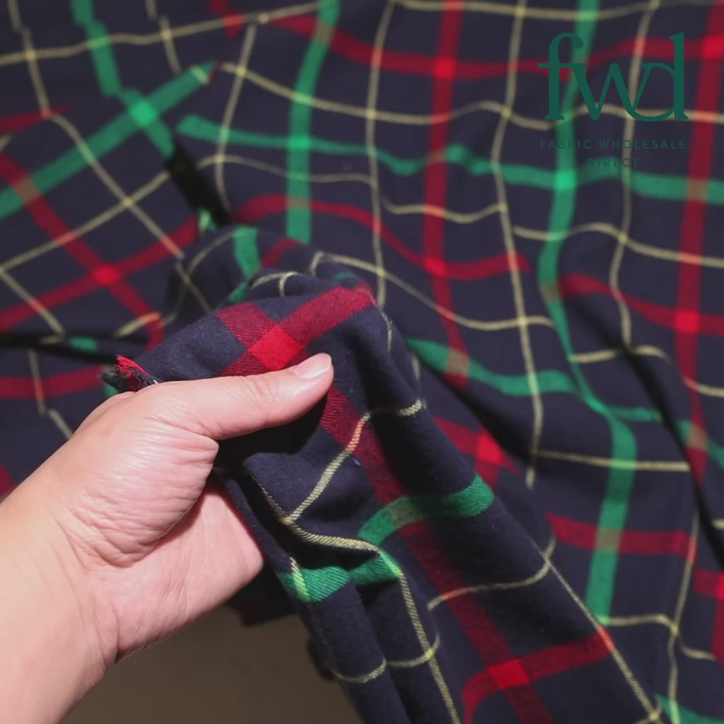 Tartan Plaid Yarn Dyed Brushed Cotton Flannel (Design 15) Fabric Video|SV582107