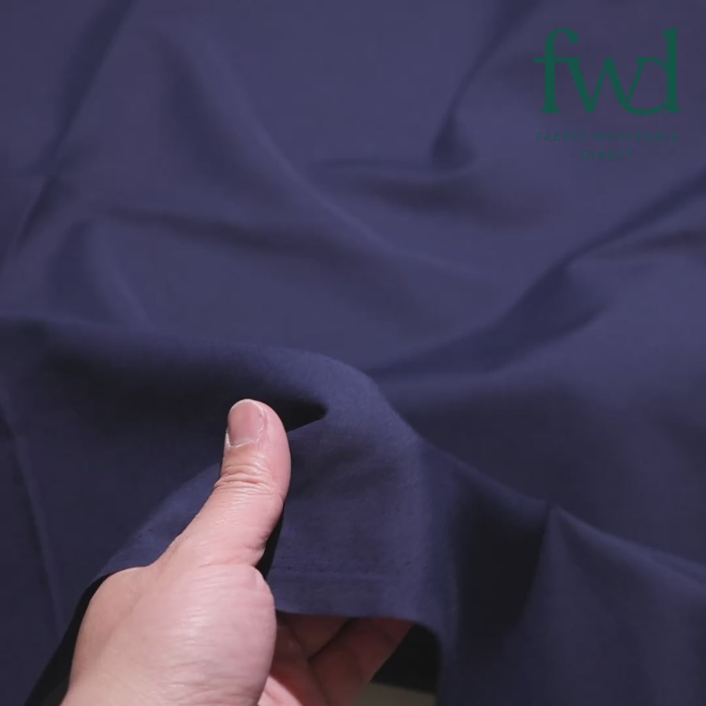 Cotton Polyester Broadcloth (58/60 Inch) Navy Blue Fabric Video|SV571444