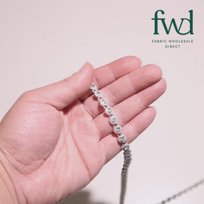 1/4 Inch Rounded Rhinestone Metallic Chain Trim (10 Yards) Silver Video|SV582545