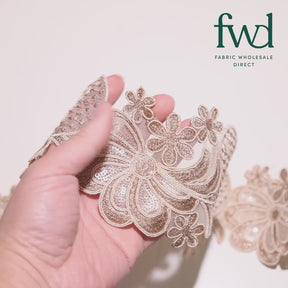 Wild Flower Corded Sequin Embroidery On 4 Inch Scalloped Mesh Lace Trim Fone Video|SV582517