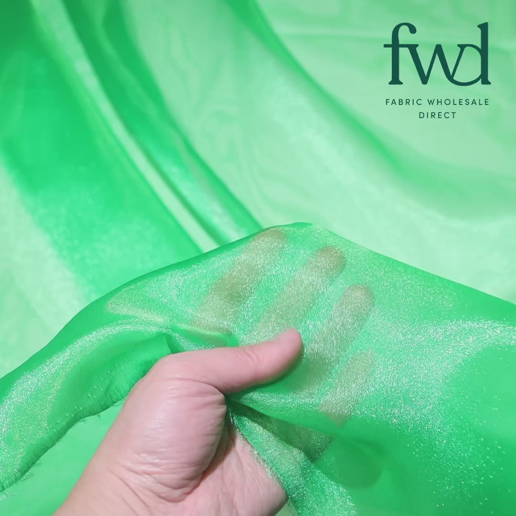 Crystal Organza (59/60 Inch) Spring Green Fabric Video|SV571269