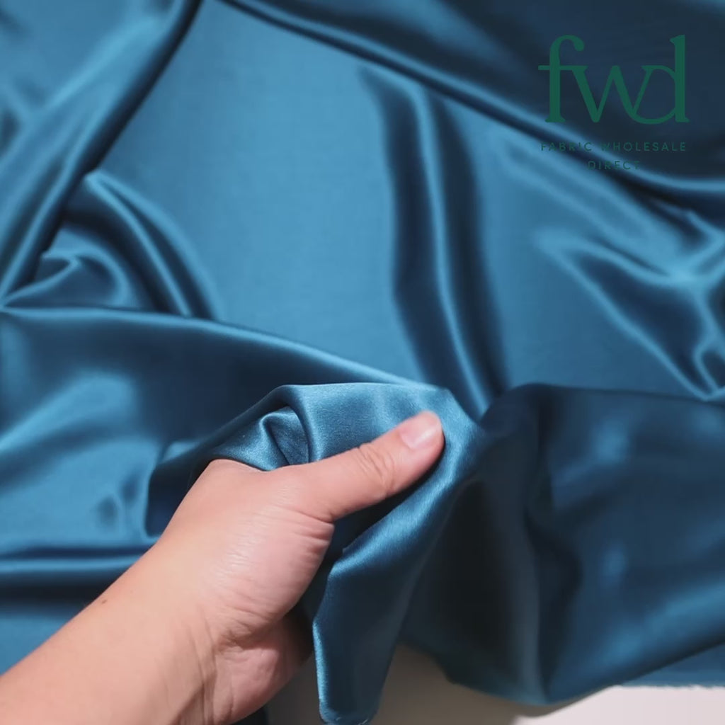 Silk Charmeuse Satin (45 Inch) Teal Fabric Video|SV573630