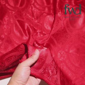 Liturgical Church Ecclesiastical Satin Jacquard Brocade Red Fabric Video|SV581954