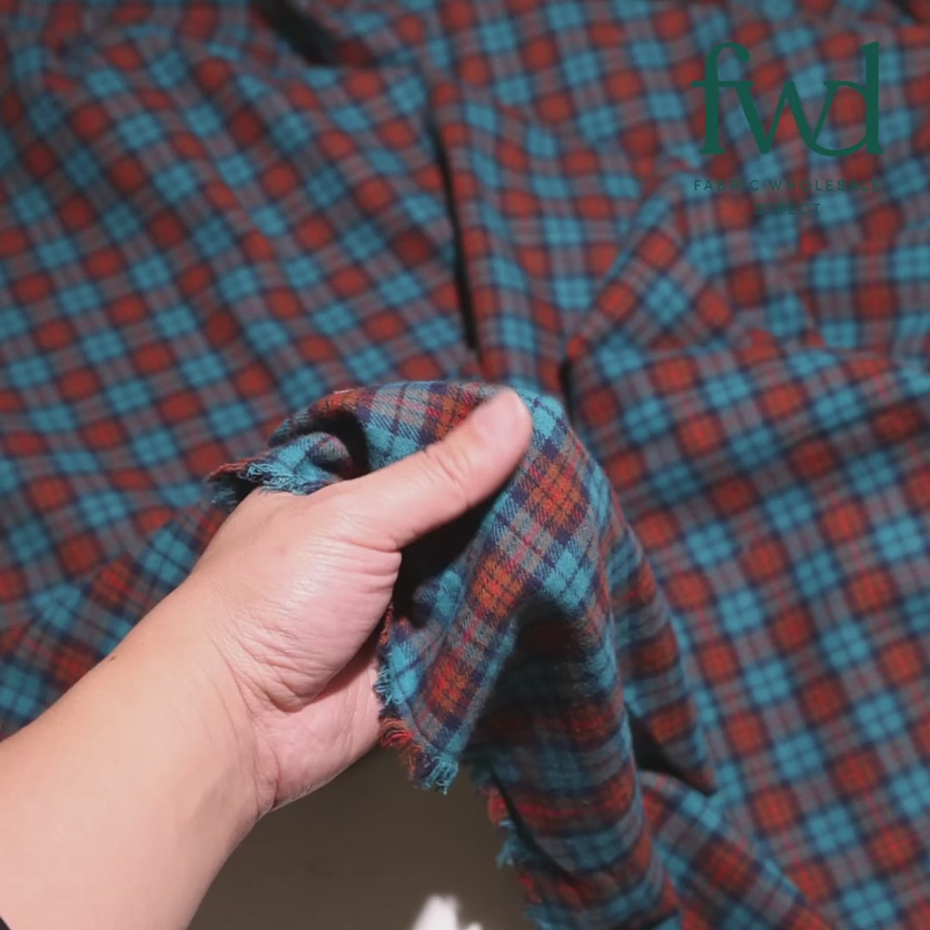 Tartan Plaid Yarn Dyed Brushed Cotton Flannel (Design 16) Fabric Video|SV582108