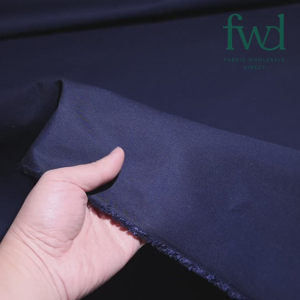 Poly Cotton Twill Navy Blue Fabric Video|SV580378