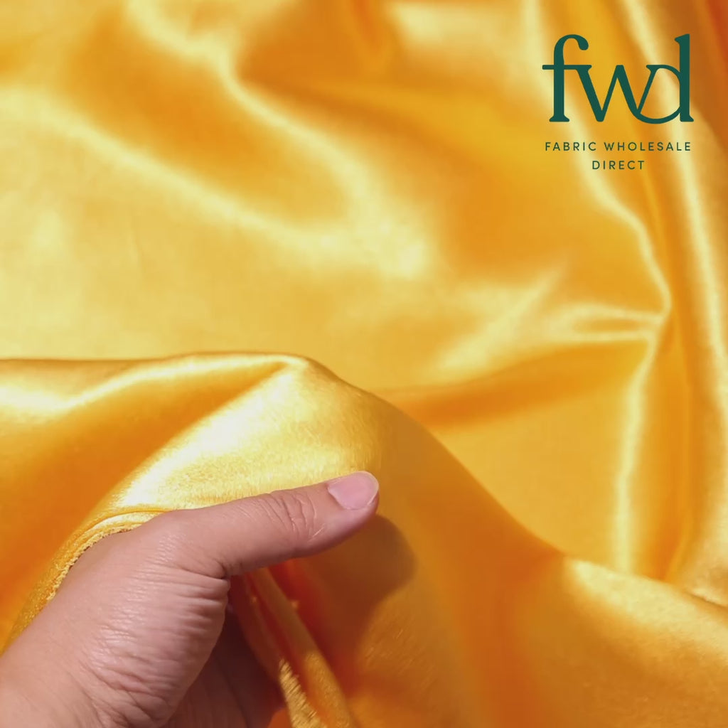Classic Spun Yarn Polyester Crepe Back Satin Sunflower Yellow Fabric Video|SV582155