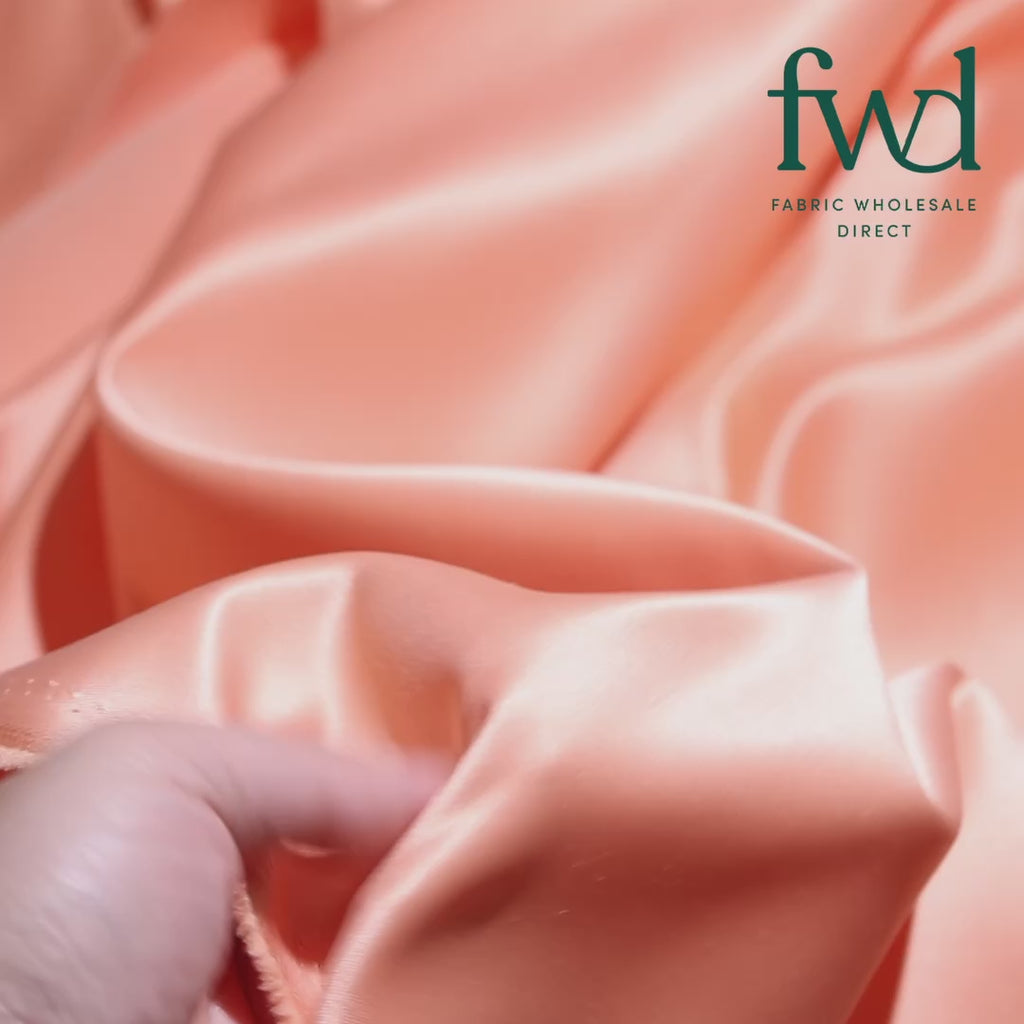 Matte Satin (Peau de Soie) Peach Fabric Video|SV574473