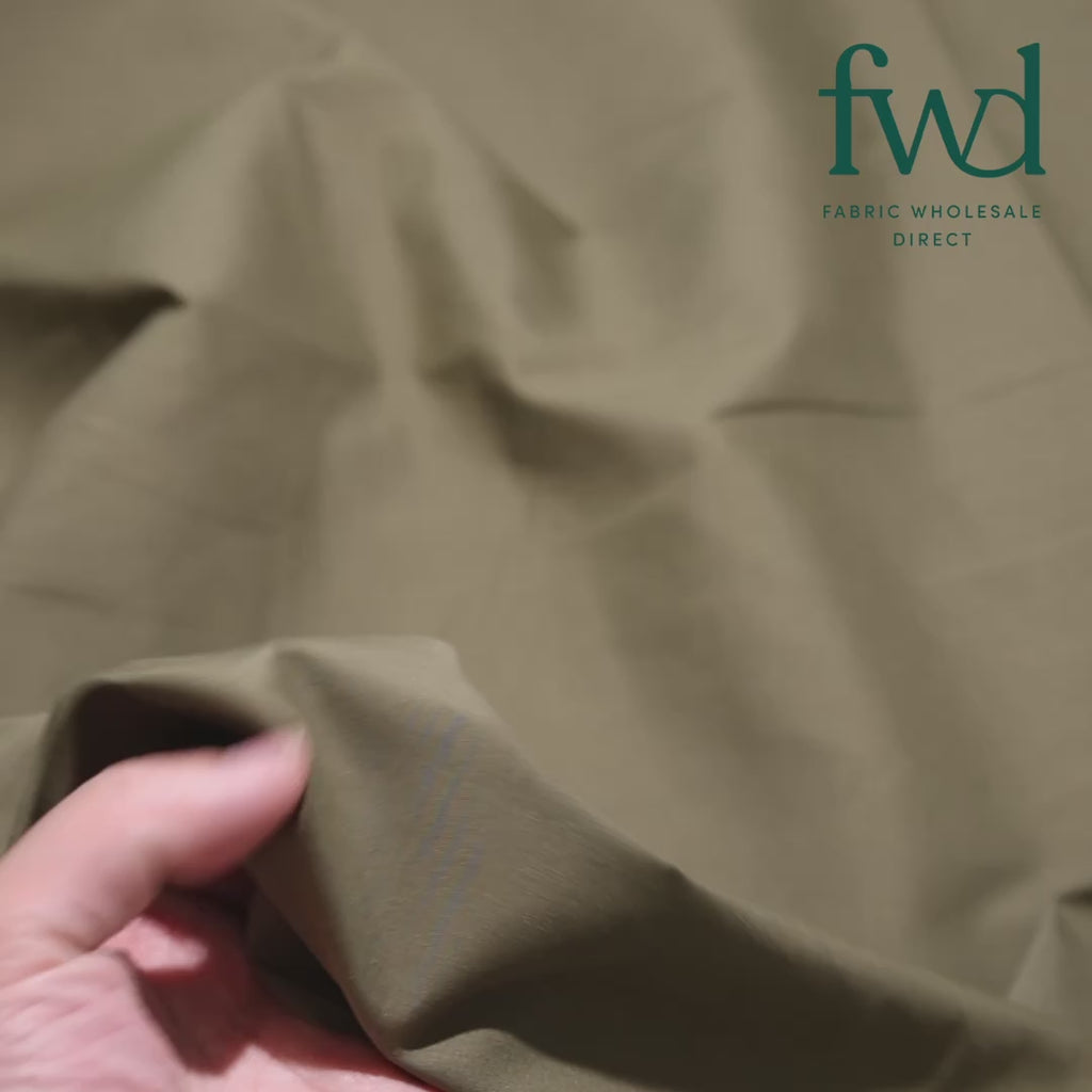 Cotton Polyester Broadcloth (44/45 Inch) Olive Fabric Video|SV571562
