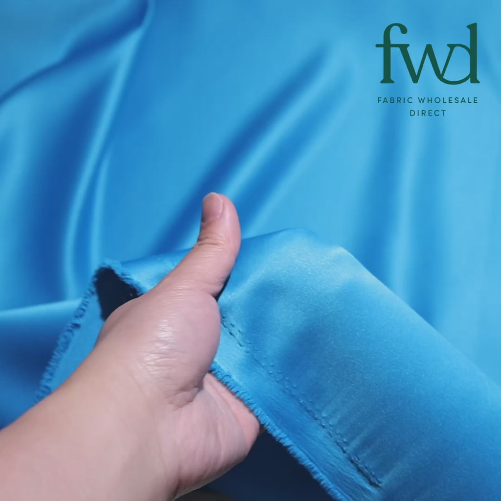 Matte Satin (Peau de Soie) Turquoise Fabric Video|SV574485