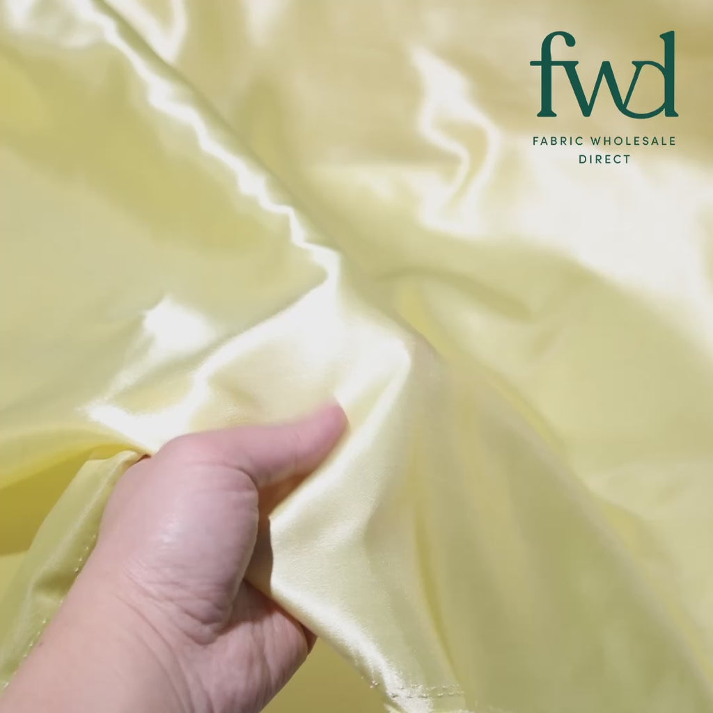Polyester Charmeuse Satin (58/60 Inch) Light Yellow Fabric Video|SV571221