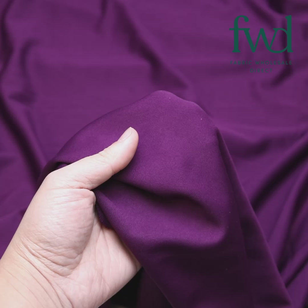 Stretch Crepe Scuba Double Knit Plum Fabric Video|SV577181