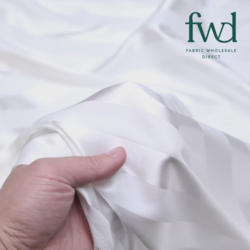 1 Inch Striped Stretch Satin Jacquard White Fabric Video|SV581717
