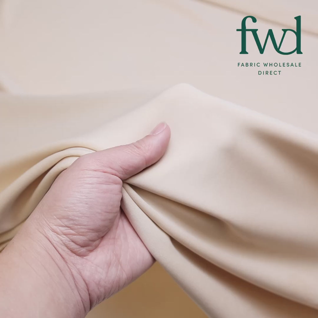 Stretch Crepe Scuba Double Knit Beige Fabric Video|SV577177
