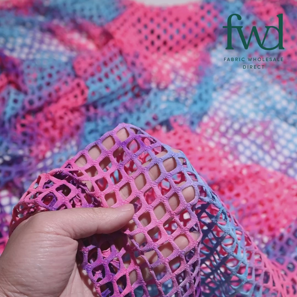 Cabaret Stretch Mesh Turquoise / Hot Pink Fabric Video|SV577926