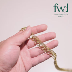 1/2 Inch Fancy Loop Corded Metallic Trim (25 Yards) Gold Video|SV582573