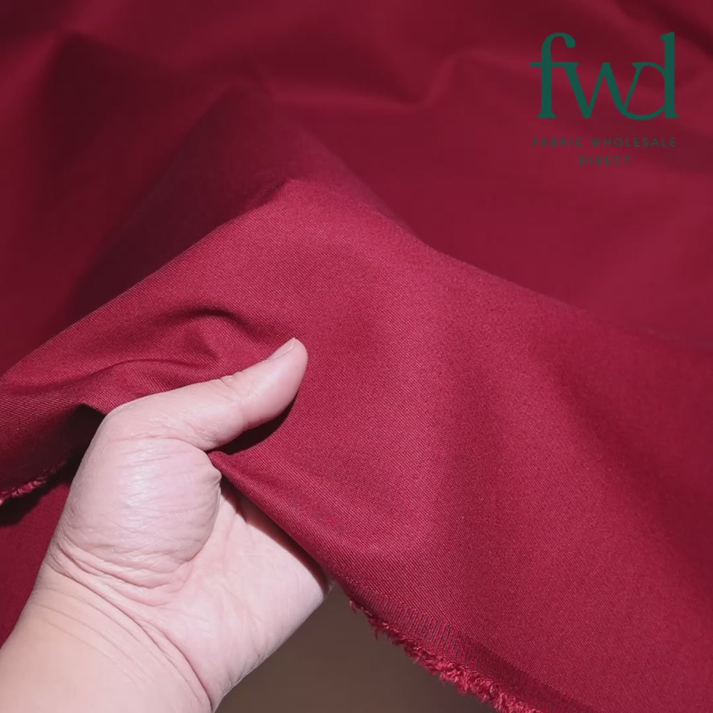 Poly Cotton Twill Burgundy Fabric Video|SV580384