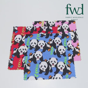 Panda Printed Cotton Flannel Fabric SV580359 Blue 4