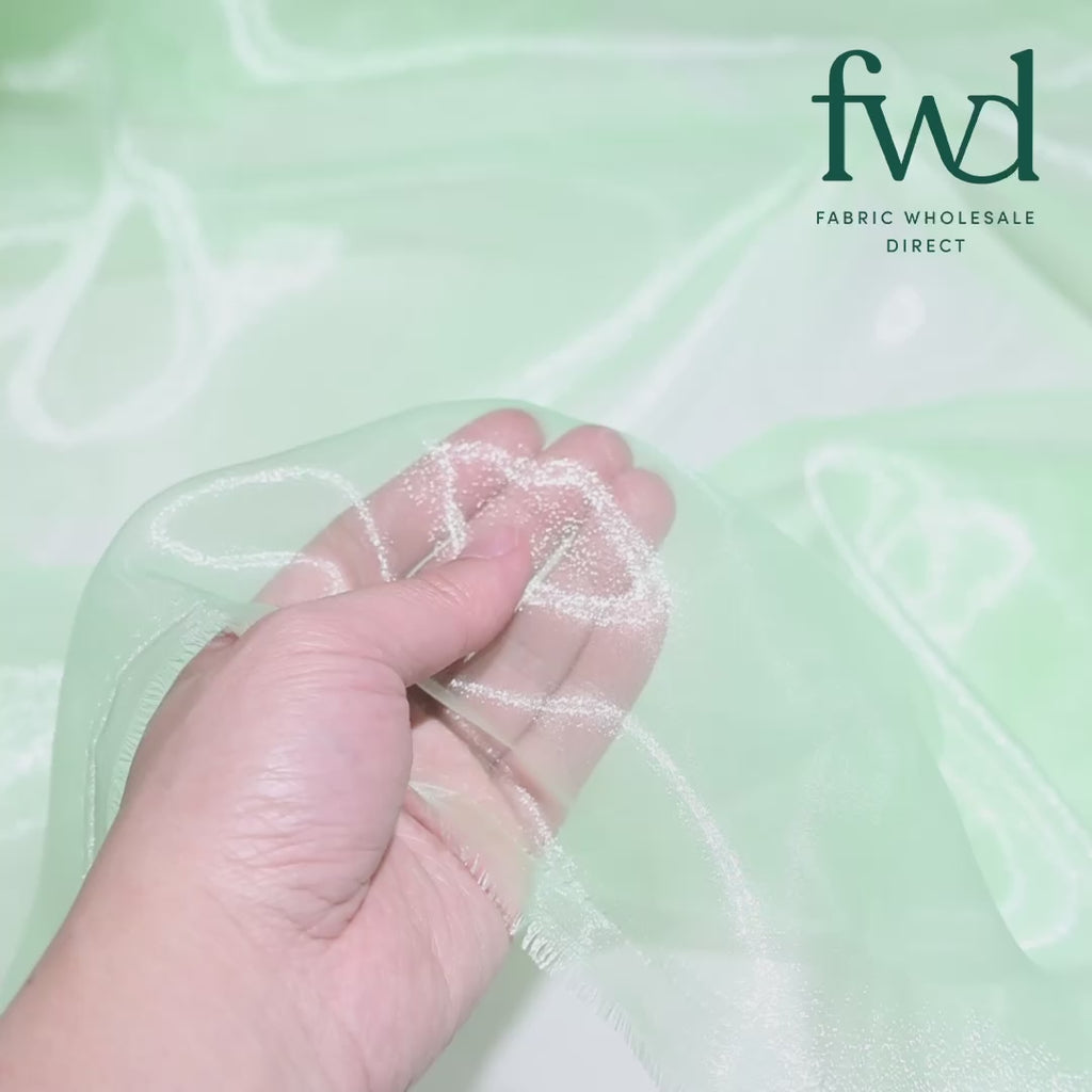 Princess Polyester Bridal Organza Fabric Seafoam Video|SV581769