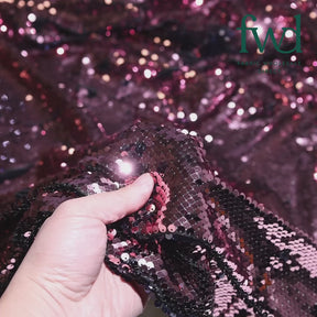 Two-Sided Reversible Sequins On Stretch Mesh Navy Blue / Champagne Fabric Video|SV574630