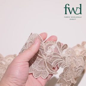 Leafy Floral Corded Sequin Embroidery On 4 Inch Scalloped Mesh Lace Trim Fone Video|SV582523