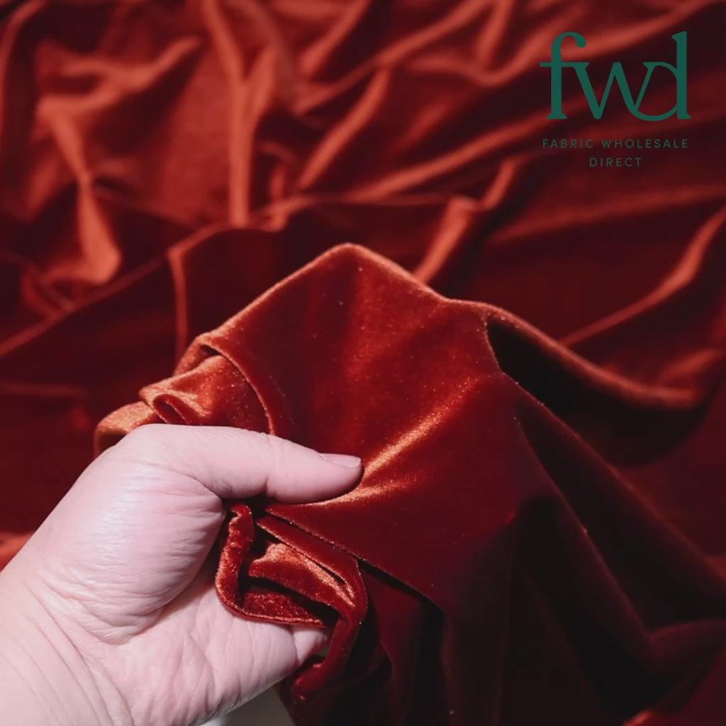 Stretch Velvet Rust Fabric Video|SV571489