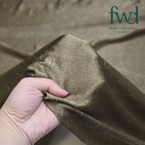 Shiny Shimmer Crinkle Satin Olive Green Fabric Video|SV581483