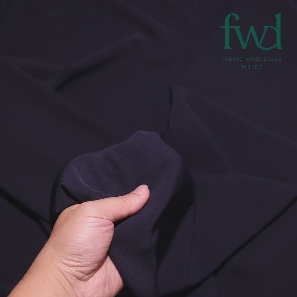 Polyester Crinkle Pebble Moss Crepe Navy Blue Fabric Video|SV582348