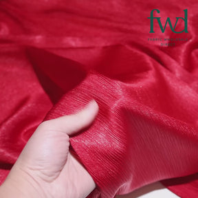 Shiny Striped Crinkle Crepe Satin Red Fabric Video|SV581543