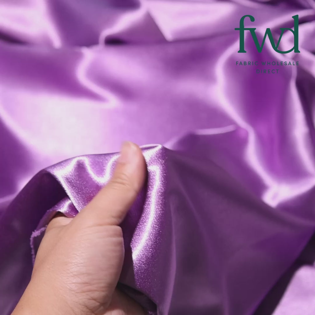 Classic Spun Yarn Polyester Crepe Back Satin Lavender Fabric Video|SV582154