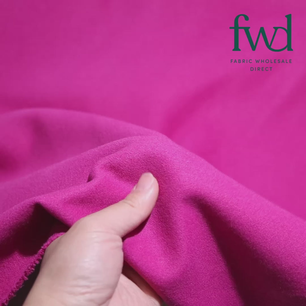 Brushed Polyester Wool Coating Magenta Fabric Video|SV573841