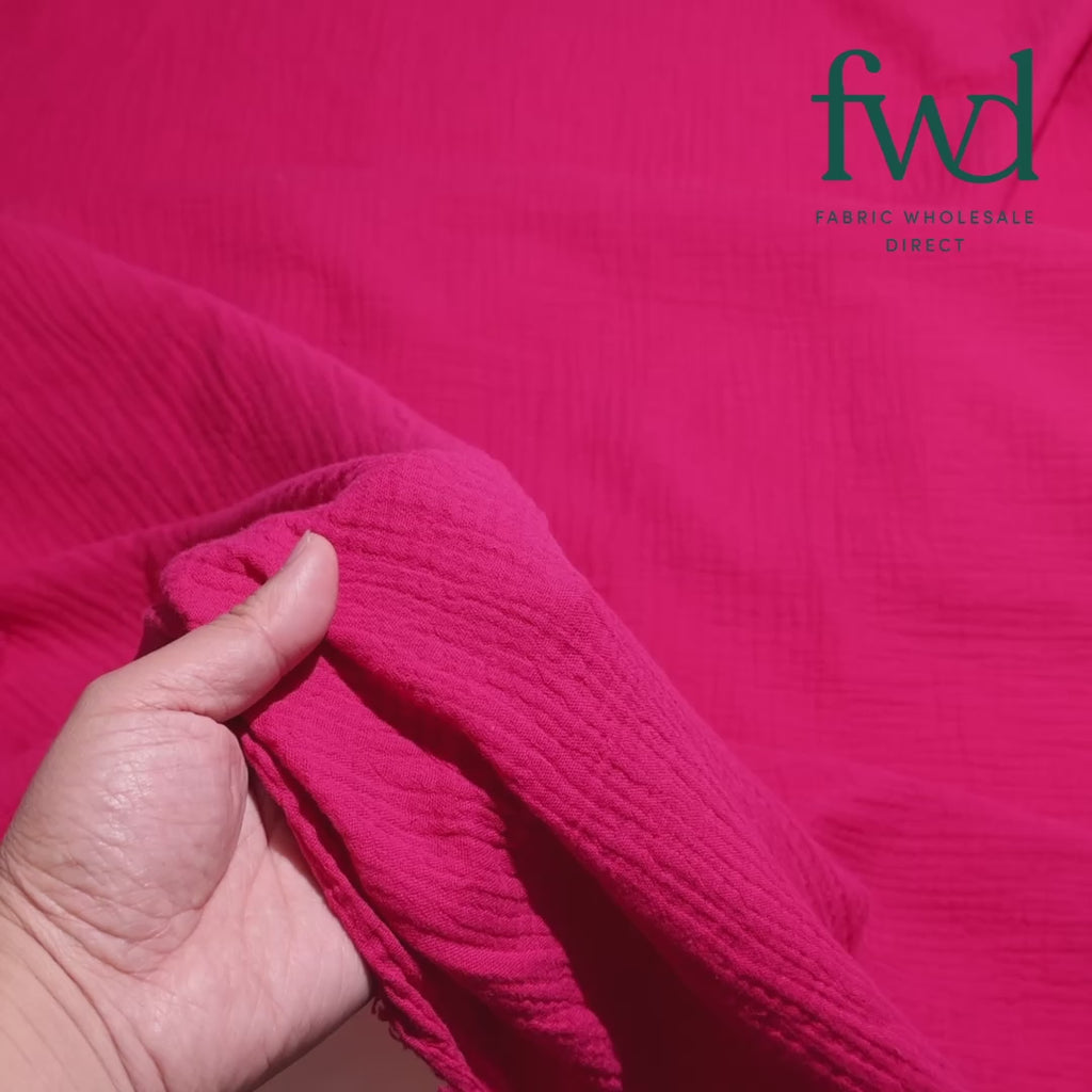 Double Cotton Gauze Fuchsia Fabric Video|SV582461
