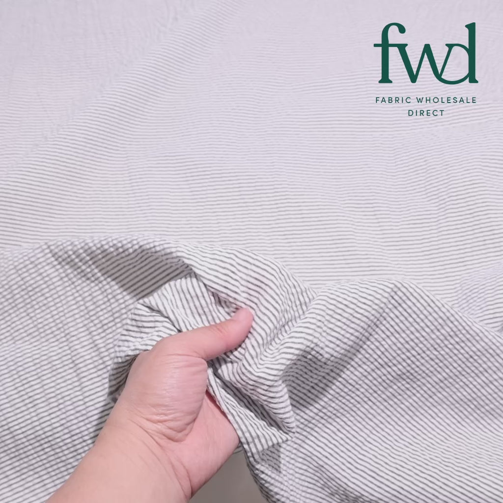 Striped Cotton Seersucker Fabric Black Video|SV582658