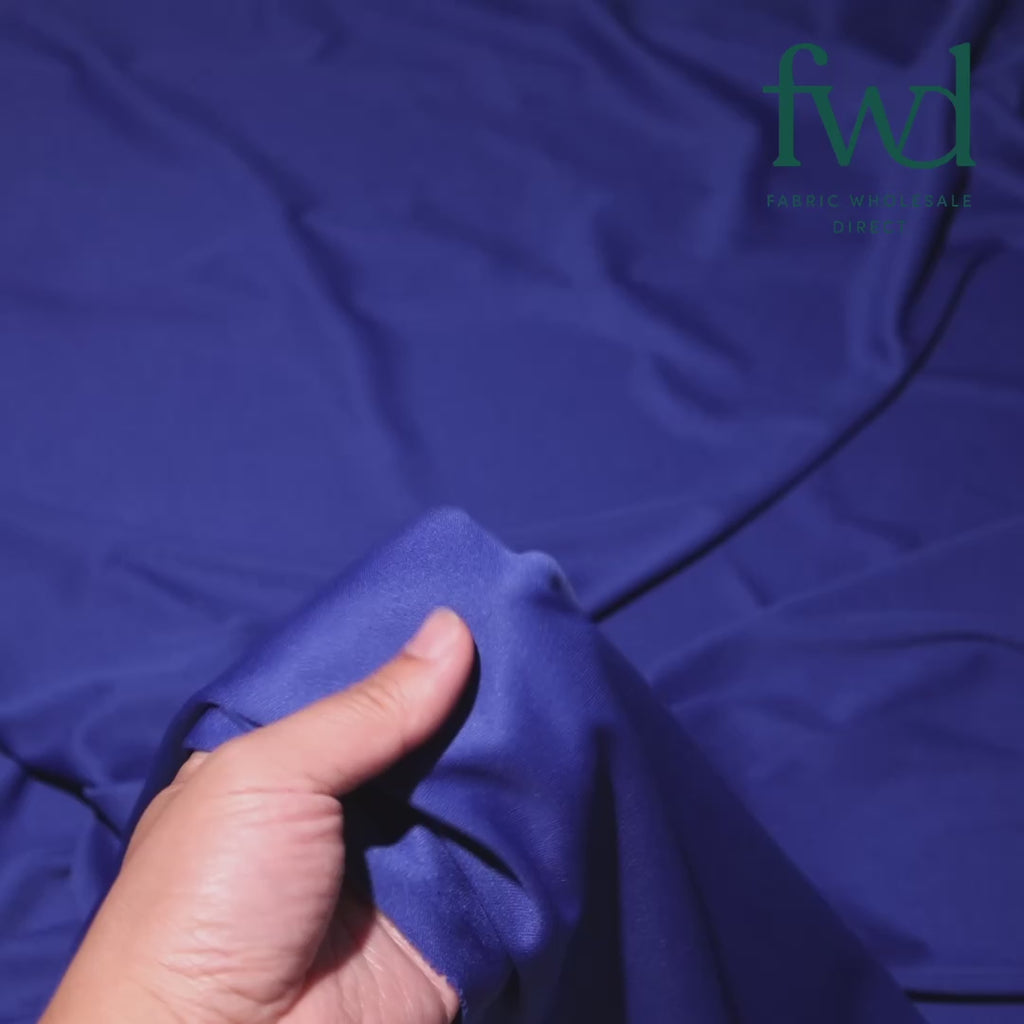 Polyester Interlock Knit Lining Royal Blue Fabric Video|SV574596