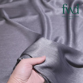 Shiny Striped Crinkle Crepe Satin Grey Fabric Video|SV581491
