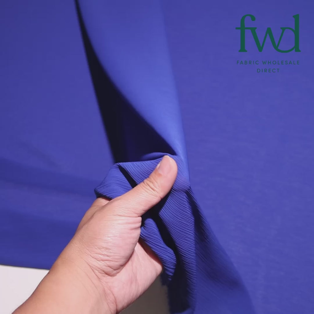 Polyester Crinkle Georgette Royal Blue Fabric Video|SV582317