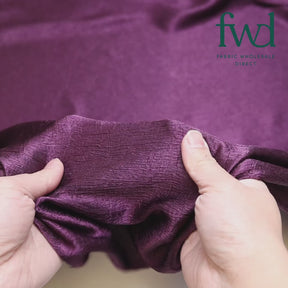 Shiny Shimmer Crinkle Satin Plum Fabric Video|SV581478