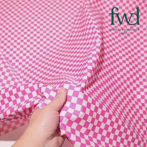 Checkered Printed Cotton Poplin Fuchsia / White Fabric Video|SV582166