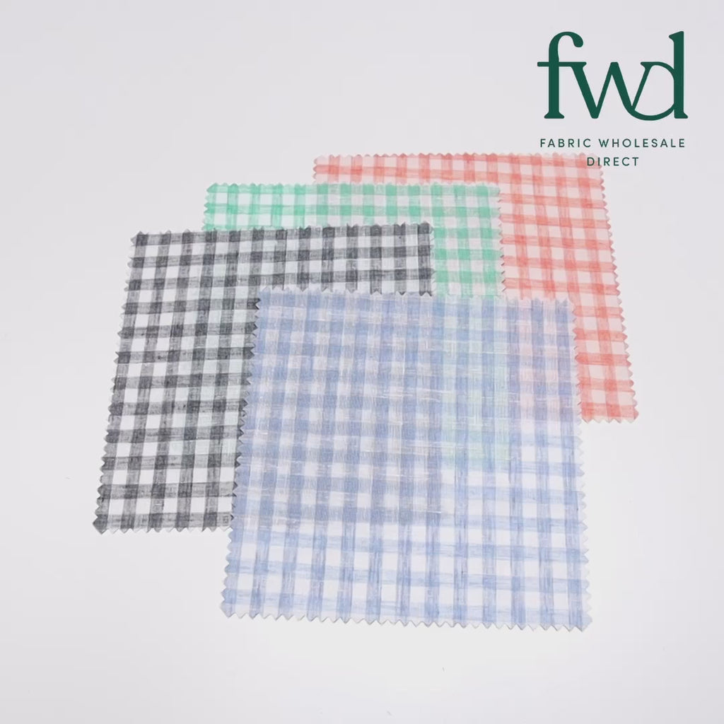 Gingham Check Linen Look Fabric SV579010 Black / White 4