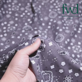 Paisley Print Bandana Broadcloth (60 Inches) Grey Fabric Video|SV576980