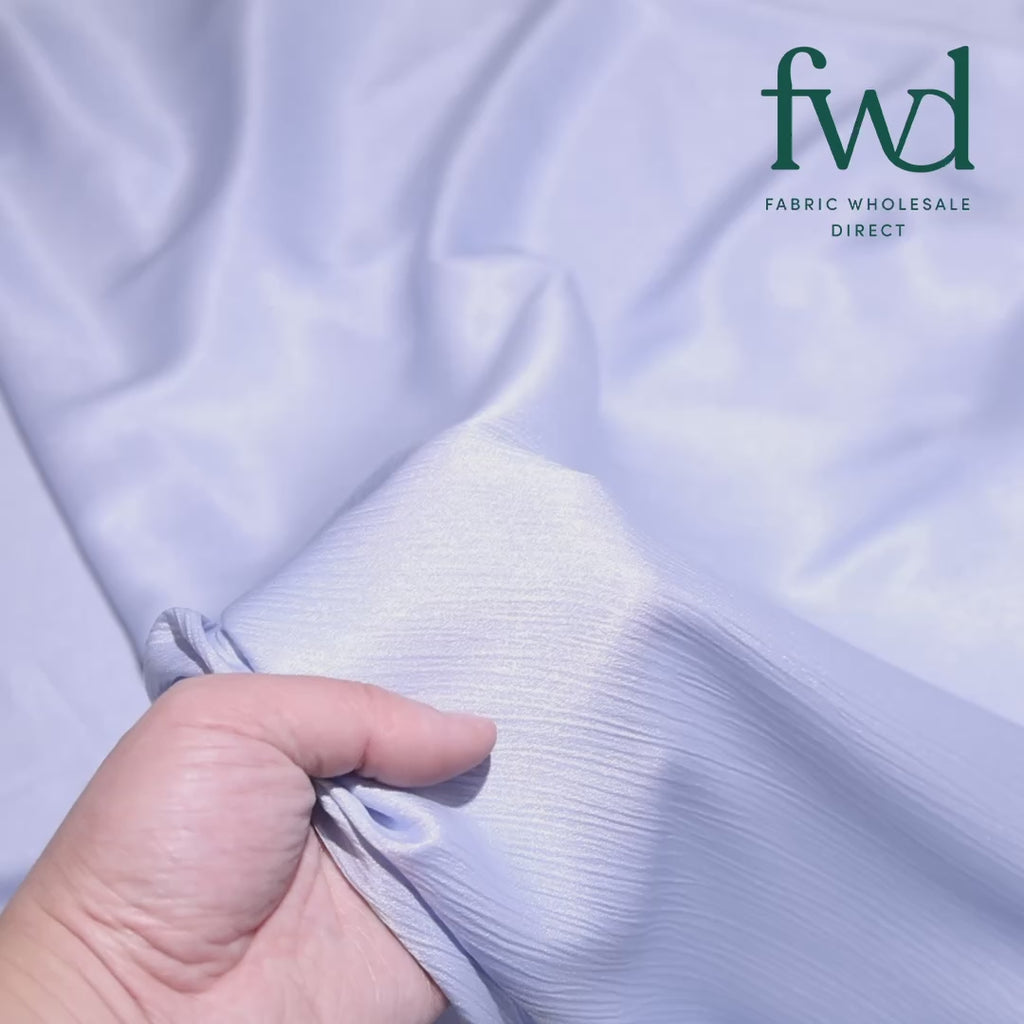 Shiny Striped Crinkle Crepe Satin Light Blue Fabric Video|SV581489